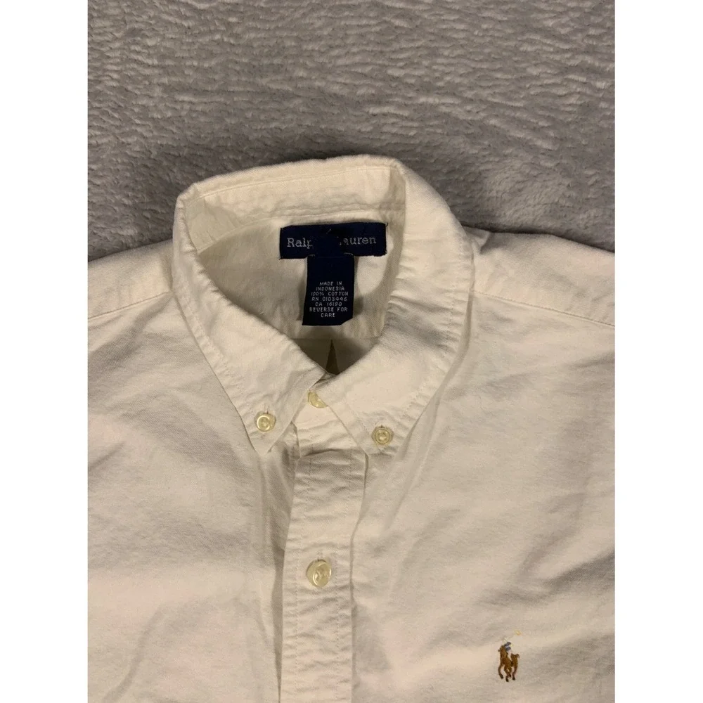 Ralph Lauren Oxford Boys Size 18 White Button-Front Button-down Collar